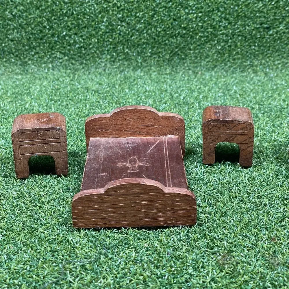 Vintage Miniature Wooden Dollhouse Furniture Lot